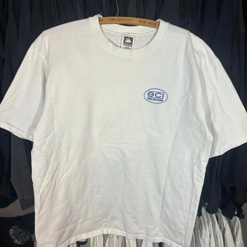 Vintage 90s grail box logo ECI Telecom Miami Beach graphic tee techwear Size L - Picture 3 of 8